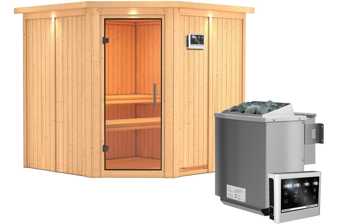 KARIBU Systemsauna Jarin, Fichtenholz 68mm, Eckeinstieg, ca. 3,4m² 2 18416-32.jpg