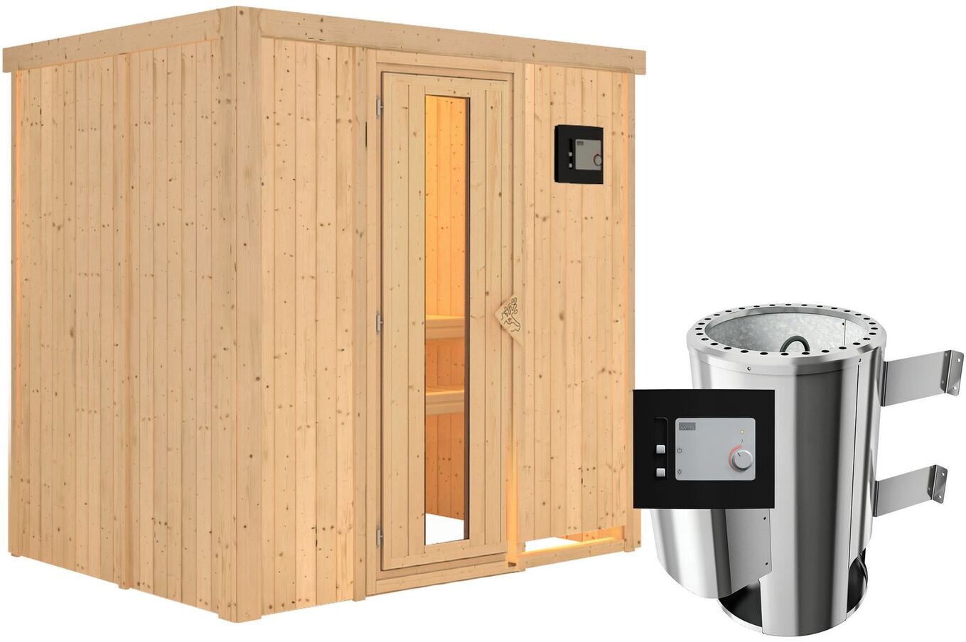 KARIBU Systemsauna Fanja, Fichtenholz 68mm, Fronteinstieg, ca. 2,7m² 2 18460-3.jpg