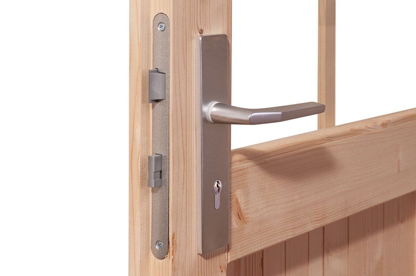 KARIBU Gartenhaus Radeburg 1, naturbelassen, Fichtenholz 40mm, 664 x 309 x 229,5 cm, Pultdach, Anbau 3,3m mit Rückwand 30475-1 03.jpg