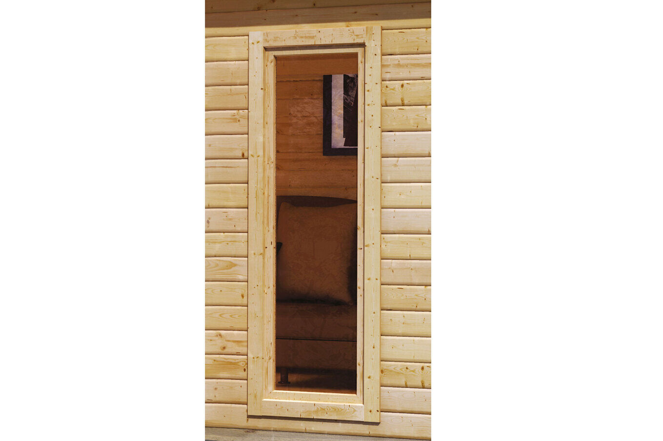 KARIBU Gartenhaus Radeburg 2, naturbelassen, Fichtenholz 40mm, 724 x 309 x 229,5 cm, Pultdach, Anbau 3,3m 30477-1 04.jpg