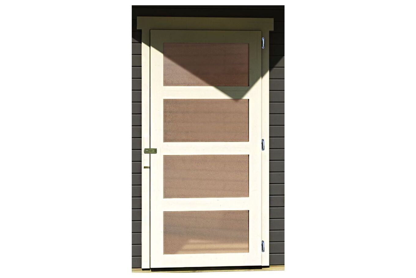 KARIBU Gartenhaus Schwandorf 3, terragrau, Fichtenholz 19mm, 504,5 x 217 x 218 cm, Flachdach, Anbau 2,8m mit Rückwand 30551-2 02.jpg