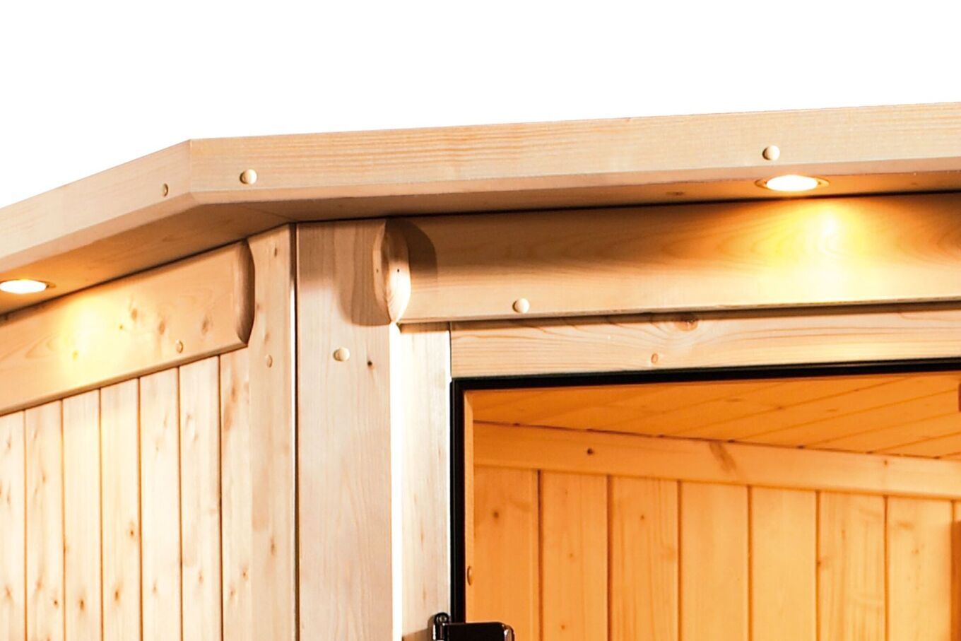 KARIBU Caspin Energiespar-Sauna, naturbelassen, Fichte, 210x165x202 cm, mit Kranz und 3,6 kW Ofen integr. Steuerung 31391-2 07.jpg