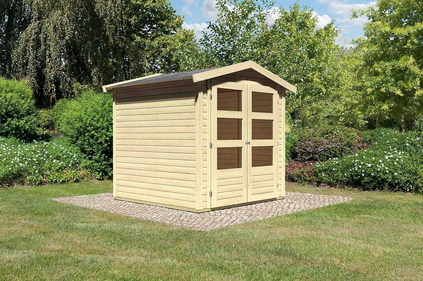 KARIBU Gartenhaus Amberg, Fichtenholz 19 mm, naturbelassen 2 18006-2.jpg