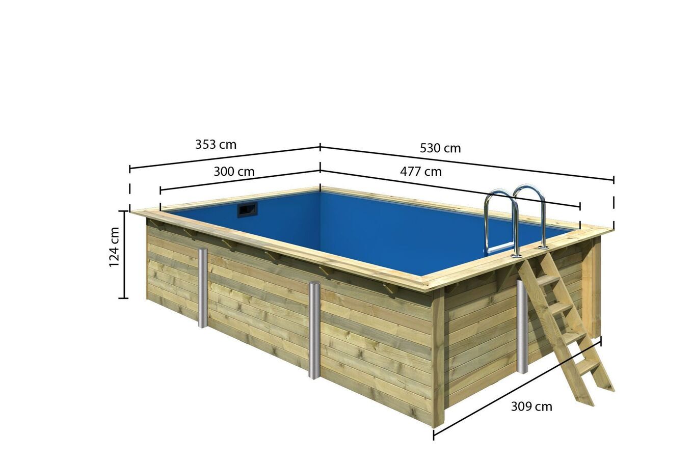 KARIBU Pool 44 mm, naturbelassen, Fichtenholz, 309x486x124 cm, Größe 3, KDI 30526-1 05.jpg