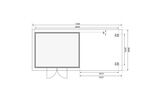 KARIBU Gartenhaus Northeim 4, naturbelassen, Fichtenholz 40mm, 724 x 309 x 229 cm, Pultdach, Anbau 3m mit Rückwand 30561-3 07.jpg