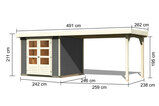 KARIBU Gartenhaus Askola 3,5, terragrau, Fichtenholz 19mm, 528,5 x 246 x 211 cm, Flachdach, seitlicher Anbau 2,8m 30539-1 05.jpg