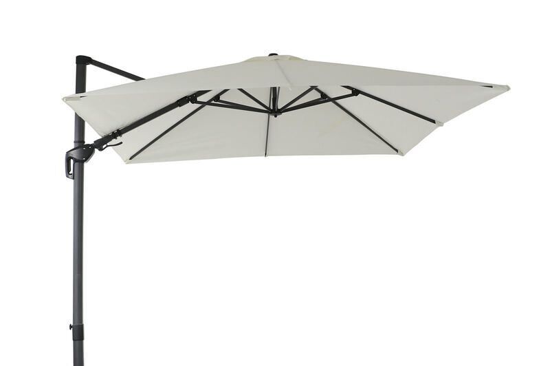 OUTFLEXX Sydney Ampelschirm, creme, pulverbesch. Aluminium, 300 x 300 cm, Twist-Funktion, inkl. Plattenständer PU011-1 KD