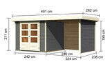 KARIBU Gartenhaus Askola3,5 , terragrau, Fichtenholz 19mm, 491 x 246 x 211 cm, Flachdach, Anbau 2,4m mit Rück- und Seitenwand 30538-1 05.jpg