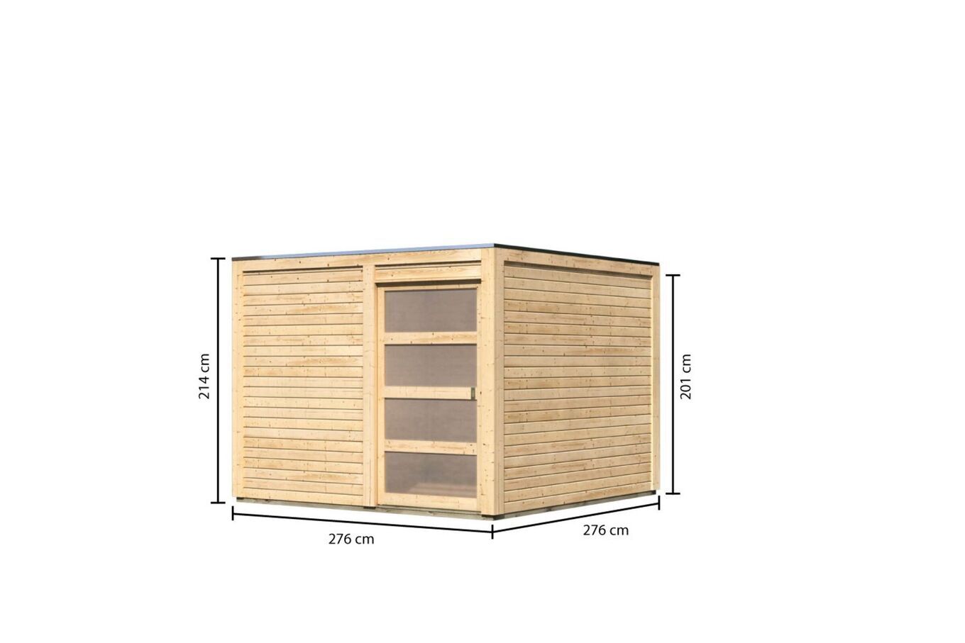 KARIBU Exklusivmodell Quadro Gartenhaus, naturbelassen, nordische Fichte, 276 x 276 x 214 cm 33794-1 05.jpg