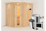 KARIBU Caspin Energiespar-Sauna, naturbelassen, Fichte, 210x165x202 cm, mit Kranz und 3,6 kW Ofen ext. Steuerung 31391-3 02.jpg