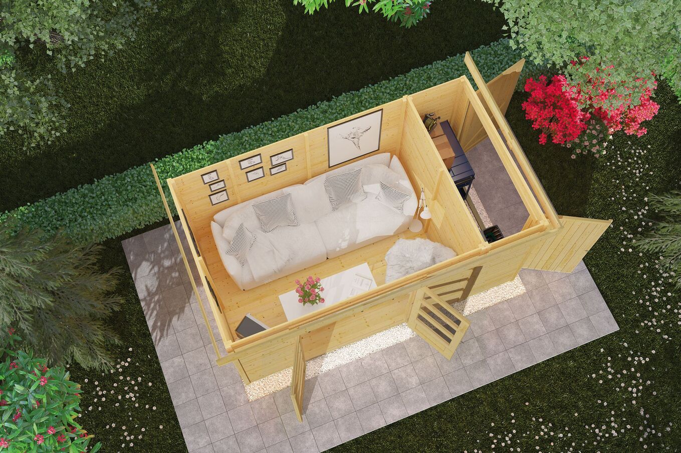 KARIBU Gartenhaus Retola 5, Fichtenholz 19 mm, inkl. Anbauschrank 2 18002-1.jpg