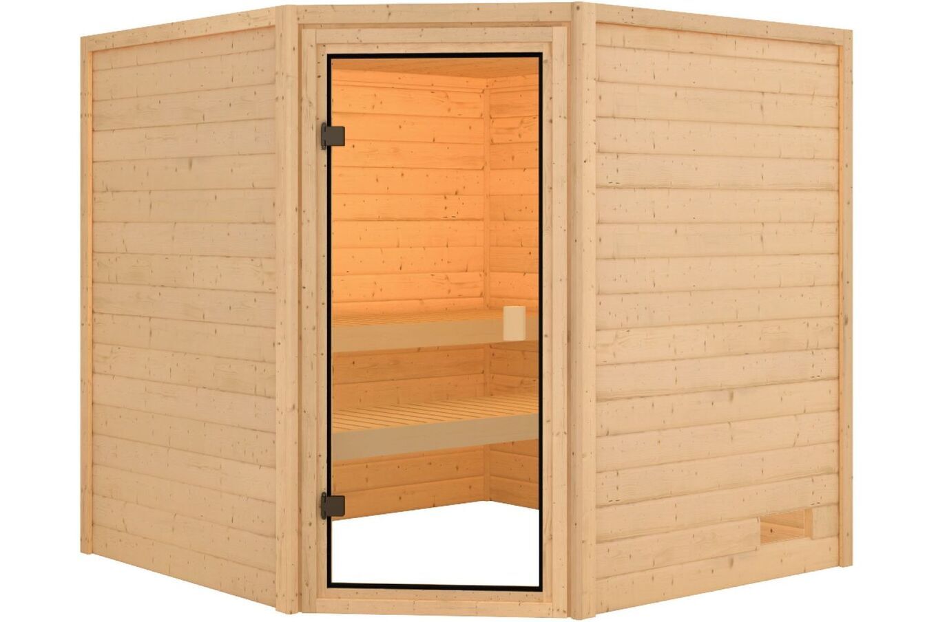 KARIBU Sauna Tilda, Fichtenholz 38 mm, Eckeinstieg, ca. 3,2m² 2 20230-1.jpg