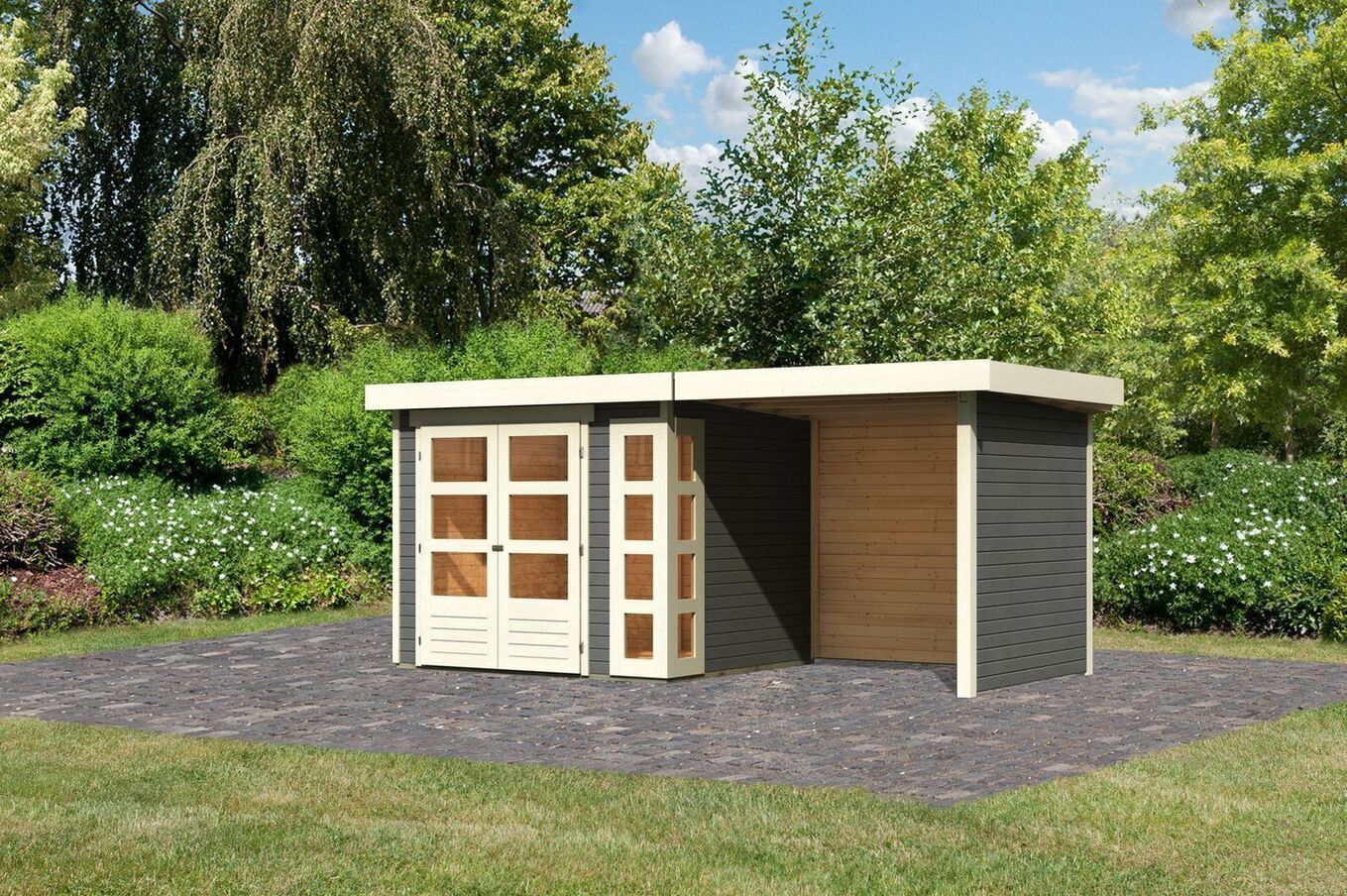 KARIBU Gartenhaus Kerko 3, Fichtenholz 19 mm, Flachdach 2 17996-6.jpg