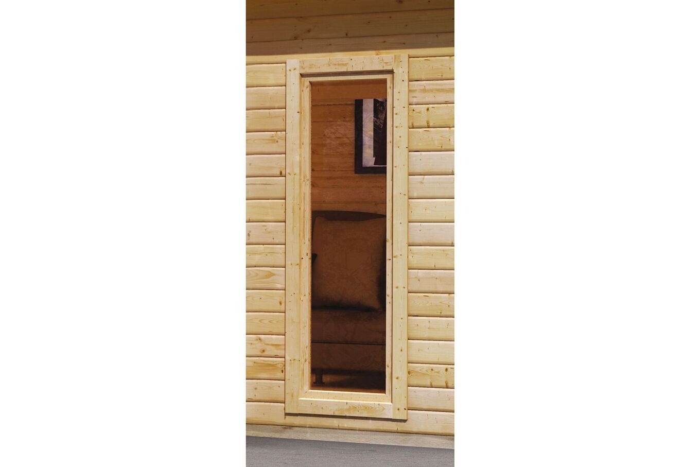 KARIBU Mainburg 4 Saunahaus, naturbelassen, Fichte, 490x368x229 cm, SET B mit Doppelflügeltür, Vorraum und 9 kW Ofen 31324-2 14.jpg