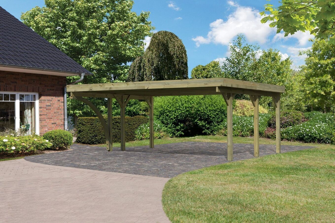 KARIBU Doppelcarport Classic, Kiefer-Massivholz, kesseldruckimprägniert 2 17965-2.jpg