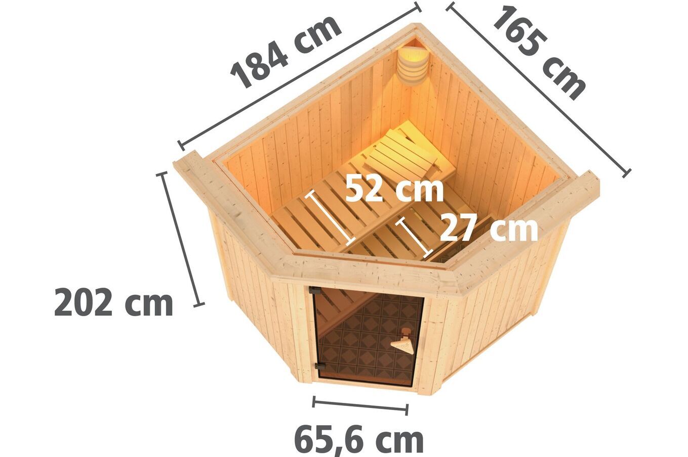 KARIBU Systemsauna Tonja, Fichtenholz 68mm, Eckeinstieg, ca. 2,3m² 3 18458-21.jpg