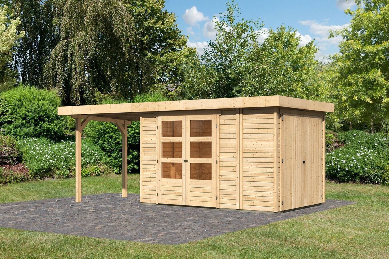 KARIBU Gartenhaus Retola 3, Fichtenholz 19 mm, inkl. Anbauschrank 2 18000-3.jpg