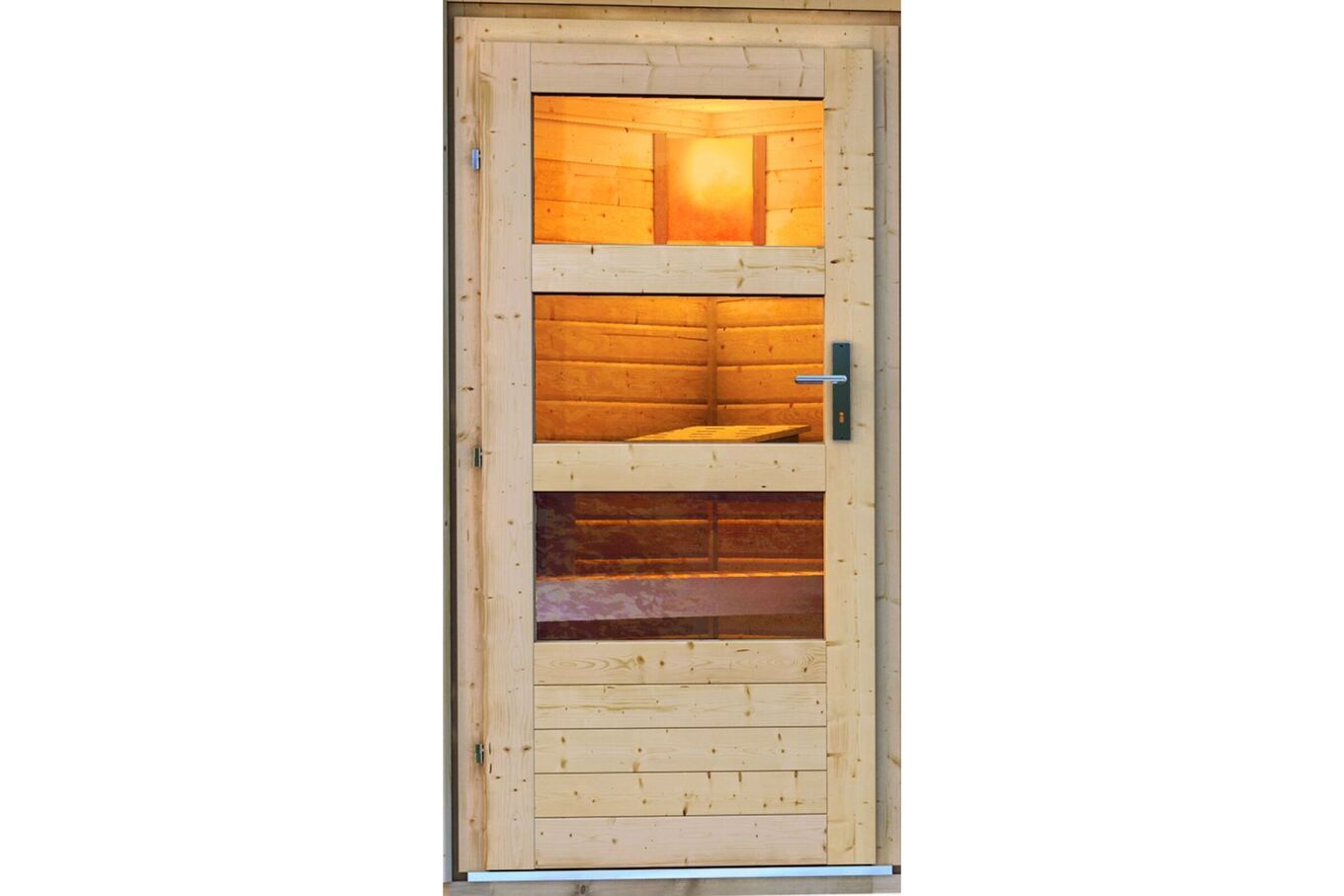 KARIBU Pelle Saunahaus, naturbelassen, Fichte, 231x231x227 cm, mit 9 kW Ofen ext. Steuerung 31396-2 03.jpg