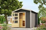 KARIBU Bosse 1 Saunahaus, terragrau, Fichte, 231x273x235 cm, mit Vorraum, Fronteinstieg und 9 kW Bio-Ofen 31311-3 01.jpg