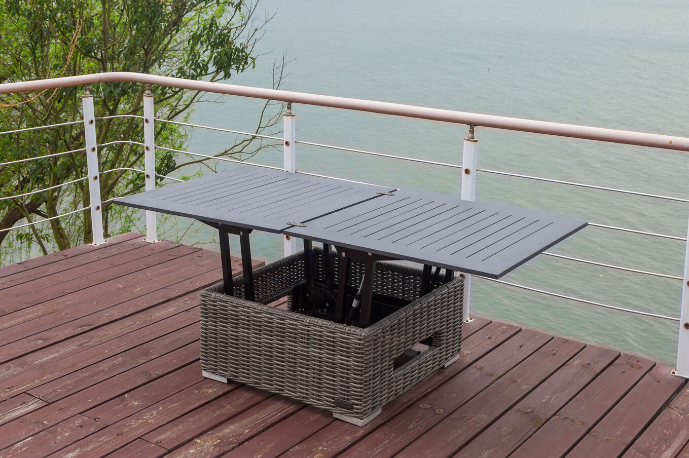 OUTFLEXX Loungetisch höhenverstellbar grau Gartenmoebel.de