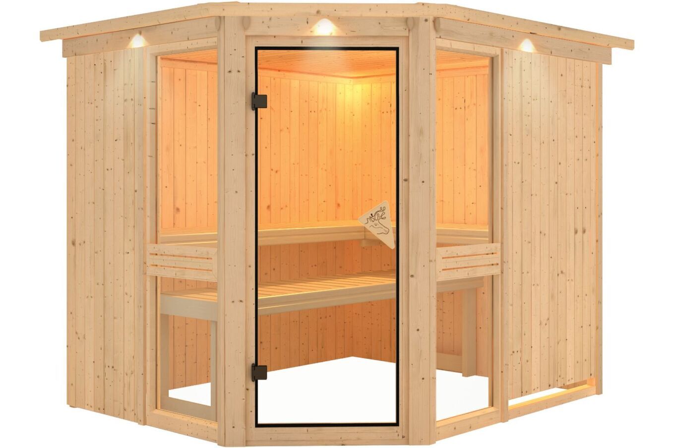KARIBU Systemsauna Amelia 3, Fichtenholz 68mm, Eckeinstieg, ca. 4,2m² 2 18433-5.jpg