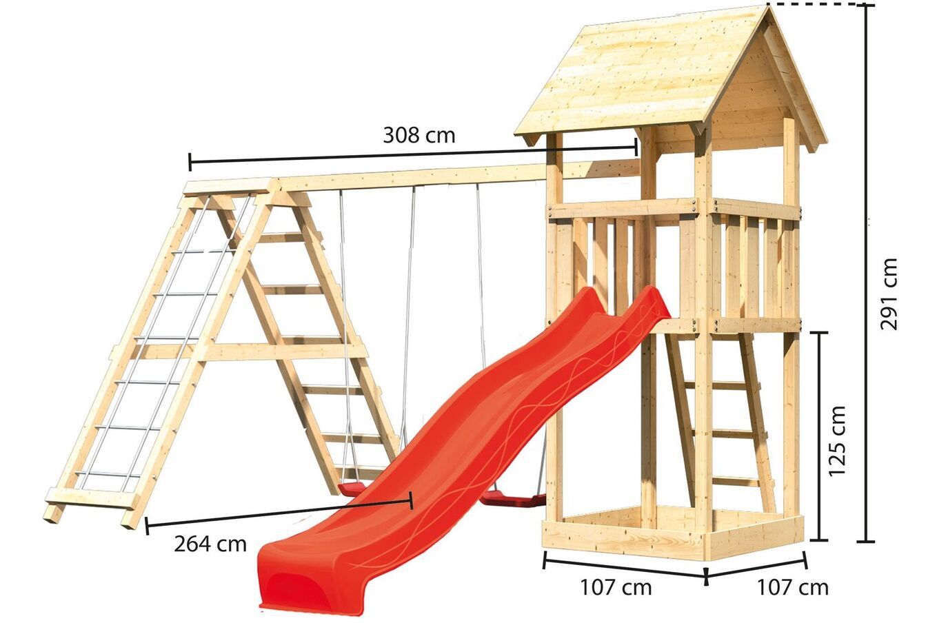 KARIBU Spielturm Lotti, Fichtenholz 18 mm, naturbelassen 3 17783-15.jpg