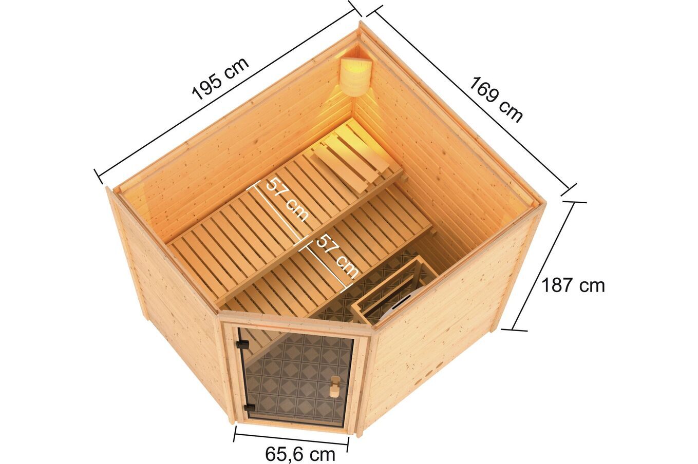 KARIBU Sauna Elea, Fichtenholz 38 mm, Eckeinstieg, ca. 2,7m² 5 20228-1.jpg