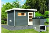KARIBU Skrollan 1 Saunahaus, terragrau, Fichte, 336 x 196 x 195 cm, Fronteinstieg, mit moderner Tür SET mit Fenster, Ofen 9 kW ext. Strg. Easy 30941-2 03.jpg