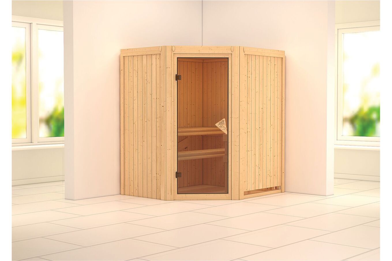 KARIBU Systemsauna Taurin, Fichtenholz 68mm, Eckeinstieg, ca. 2,3m² 1 18407-9.jpg