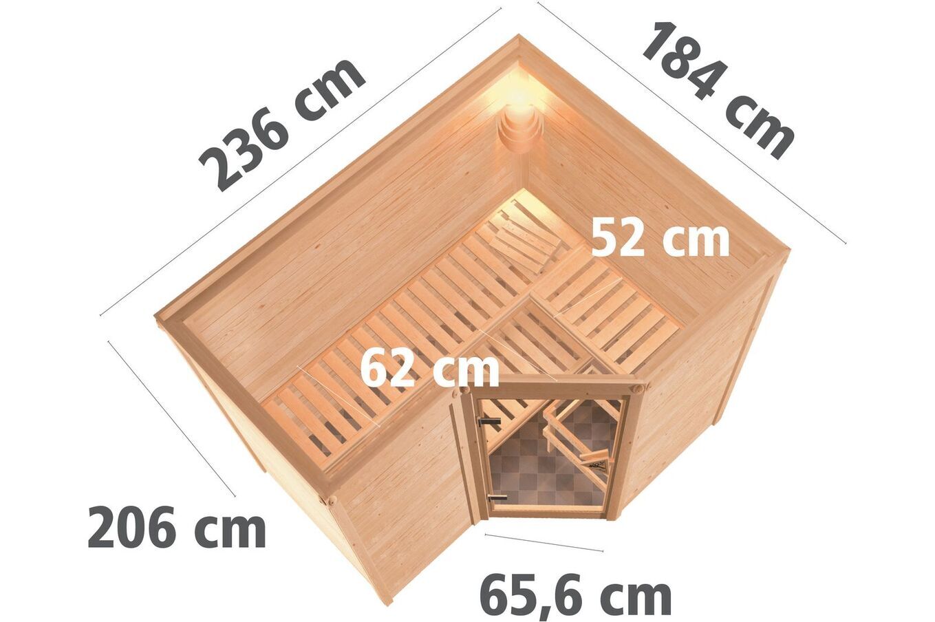 KARIBU Massivholzsauna Sahib 2, Fichtenholz 40mm, Eckeinstieg, ca. 2m² 3 18446-12.jpg