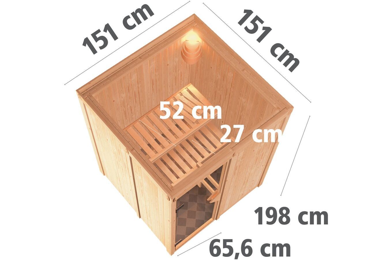 KARIBU Systemsauna Minja, Fichtenholz 68mm, Fronteinstieg, ca. 2,3m² 4 18455-4.jpg