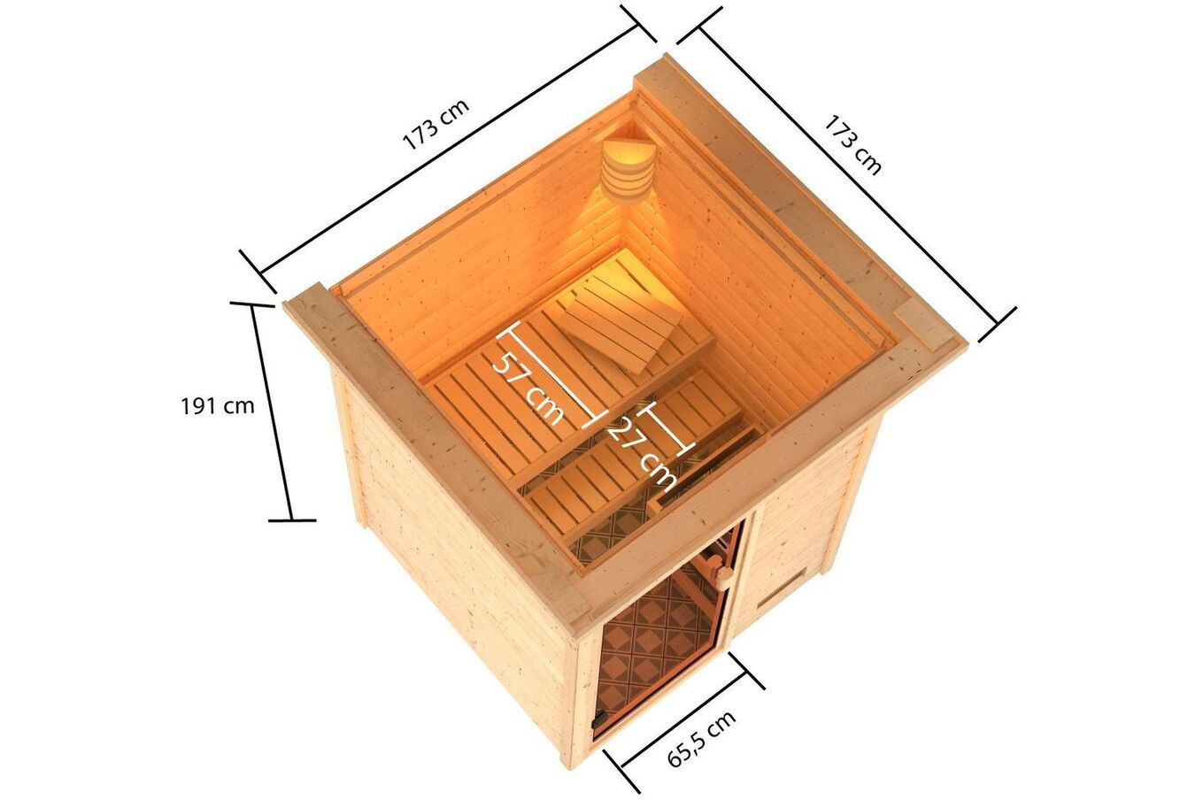 KARIBU Sauna Sandra, Fichtenholz 38 mm, Fronteinstieg, ca. 1,8m² 5 20223-5.jpg