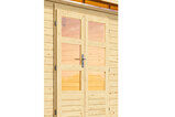 KARIBU Gartenhaus Kastorf7 , naturbelassen, Fichtenholz 28mm, 702 x 244 x 222 cm, Flachdach, Anbau 3,2m mit Rück- und Seitenwand 30469-3 02.jpg