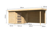 KARIBU Gartenhaus Schwandorf 5, naturbelassen, Fichtenholz 19mm, 530 x 246 x 218 cm, Flachdach, Anbau 2,8m mit Rückwand 30551-3 05.jpg