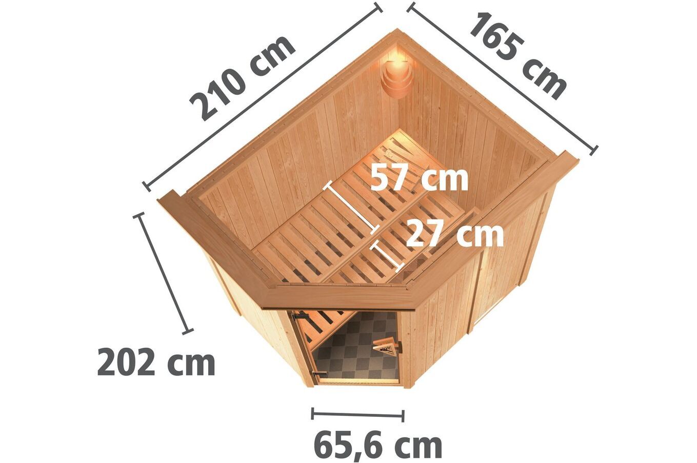 KARIBU Systemsauna Saja, Fichtenholz 68mm, Eckeinstieg, ca. 2,7m² 4 18461-13.jpg