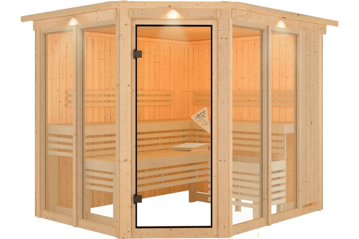 KARIBU Sauna Ainur, Fichtenholz 68 mm, Eckeinstieg, ca. 3,7m² 2 20264-5.jpg