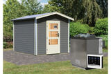 KARIBU Bosse 1 Saunahaus, terragrau, Fichte, 231x273x235 cm, mit Vorraum, Fronteinstieg und 9 kW Bio-Ofen 31311-3 02.jpg