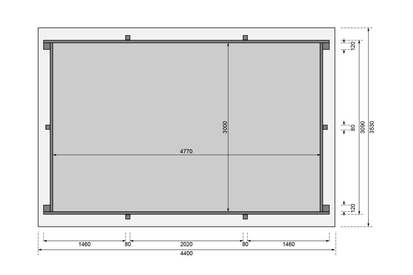 KARIBU Pool 44 mm, naturbelassen, Fichtenholz, 309x486x124 cm, Größe 3, KDI 30526-1 07.jpg