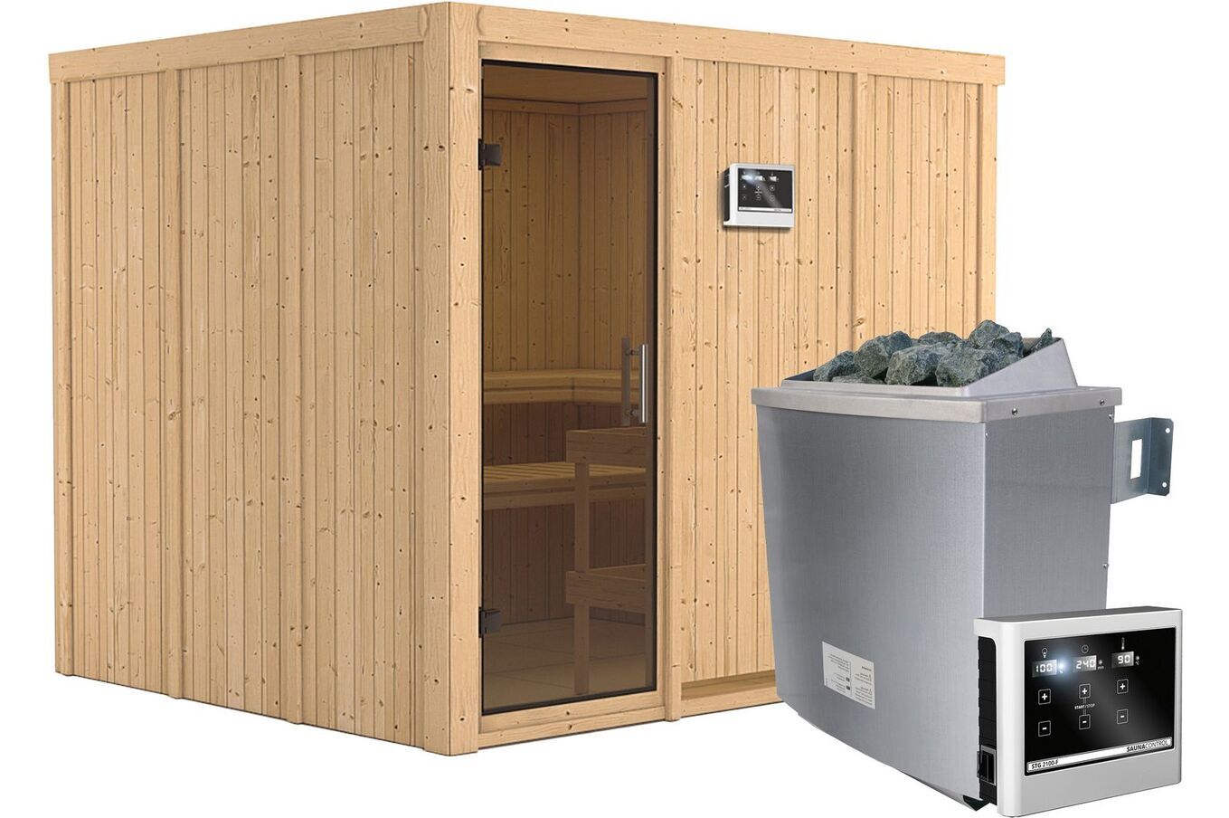 KARIBU Systemsauna Gobin, Fichtenholz 68mm, Fronteinstieg, ca. 4,5m² 2 18417-19.jpg