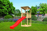 KARIBU Anna Spielturm, naturbelassen, nordische Fichte, 107x107x270cm, mit Rutsche rot 30405-2 01.jpg