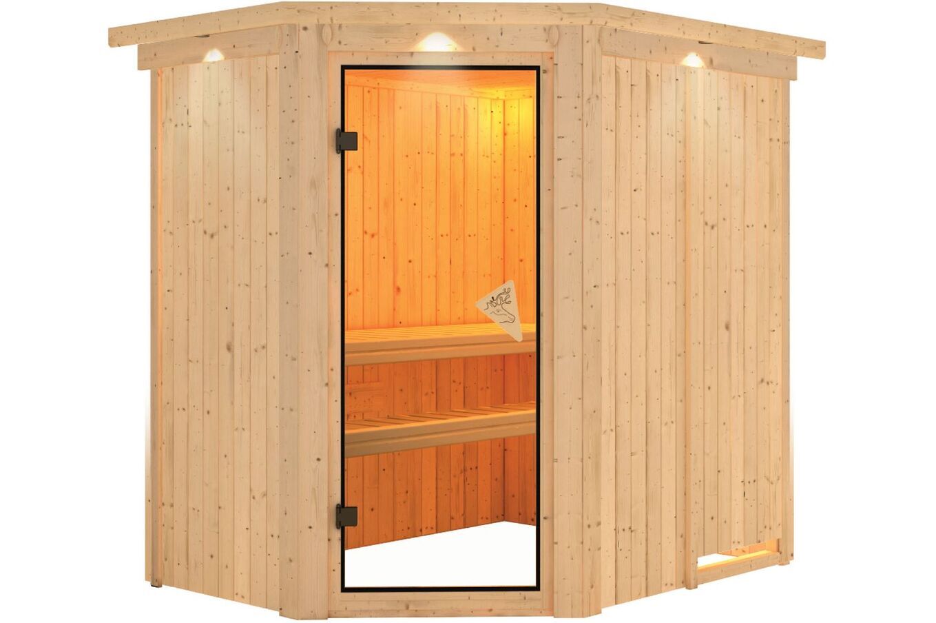 KARIBU Systemsauna Saja, Fichtenholz 68mm, Eckeinstieg, ca. 2,7m² 3 18461-13.jpg