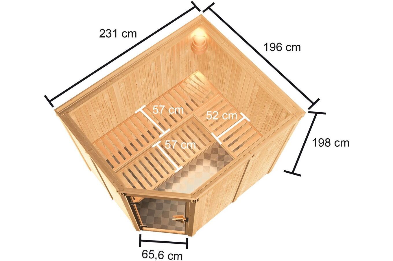 KARIBU Sauna Horna, Fichtenholz 68 mm, Eckeinstieg, ca. 4,2m² 5 20245-3.jpg