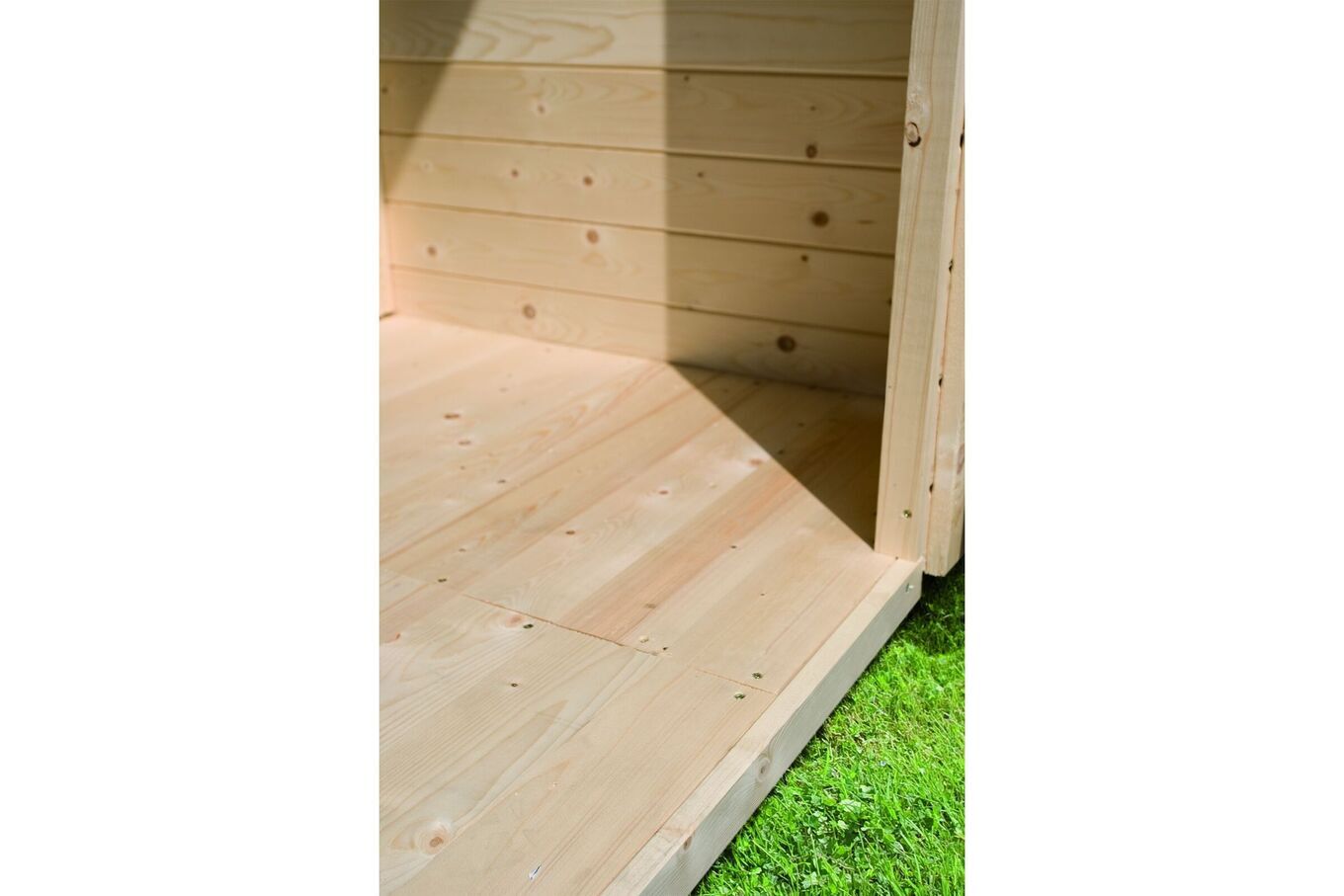 KARIBU Mainburg 5 Saunahaus, naturbelassen, Fichte, 508x368x253 cm, SET A mit Doppelflügeltür und Terrasse 31325-1 07.jpg