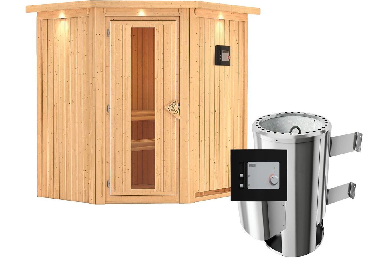 KARIBU Systemsauna Tonja, Fichtenholz 68mm, Eckeinstieg, ca. 2,3m² 2 18458-7.jpg