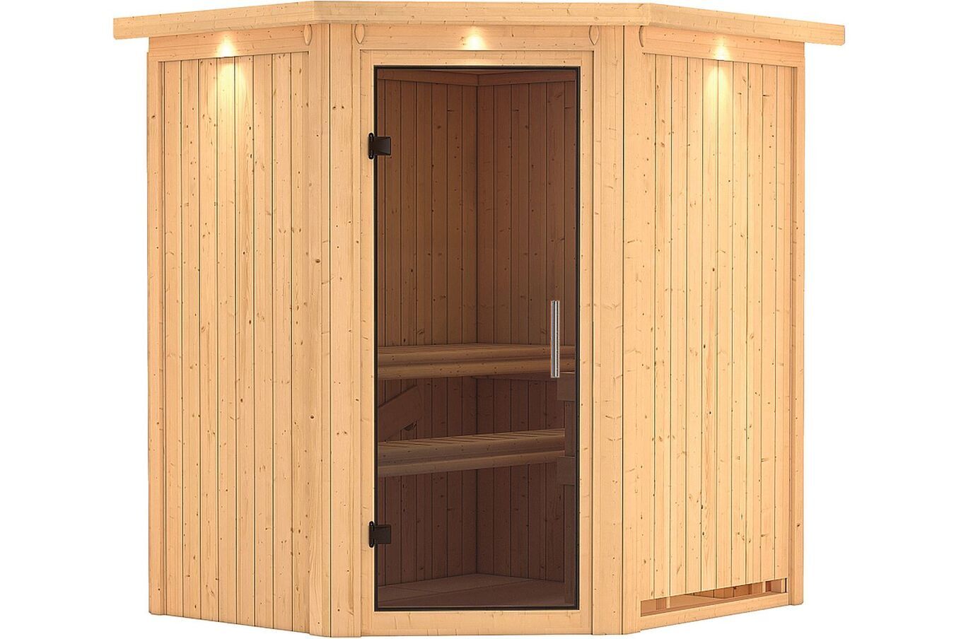 KARIBU Systemsauna Tonja, Fichtenholz 68mm, Eckeinstieg, ca. 2,3m² 2 18458-21.jpg