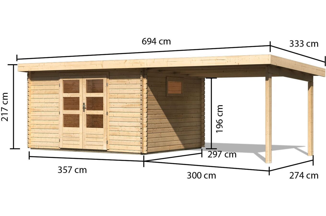 KARIBU Blockbohlenhaus Trittau 4, Fichtenholz ca. 40 mm, Pultdach 3 19432-3.jpg