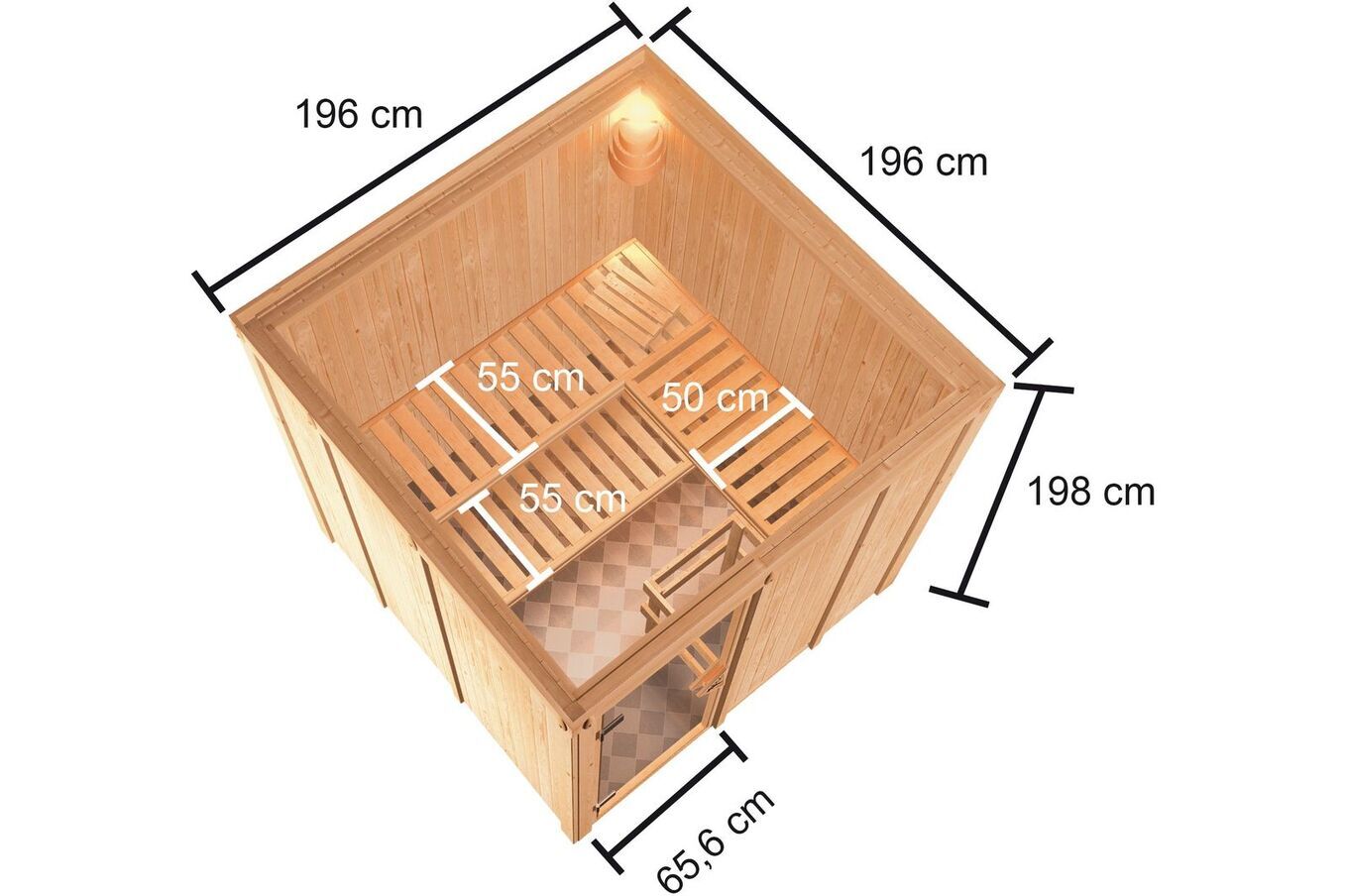 KARIBU Sauna Oulu, Fichtenholz 68 mm, Fronteinstieg, ca. 3,2m² 5 20242-1.jpg