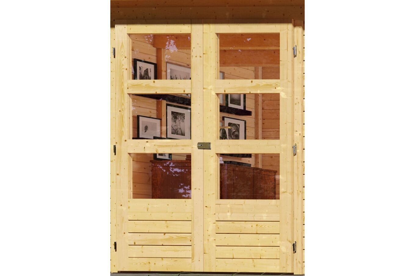 KARIBU Gartenhaus Kerko 5, naturbelassen, Fichtenholz 19mm, 591,5 x 246 x 210 cm, Flachdach, Anbau 2,8m 30546-1 02.jpg