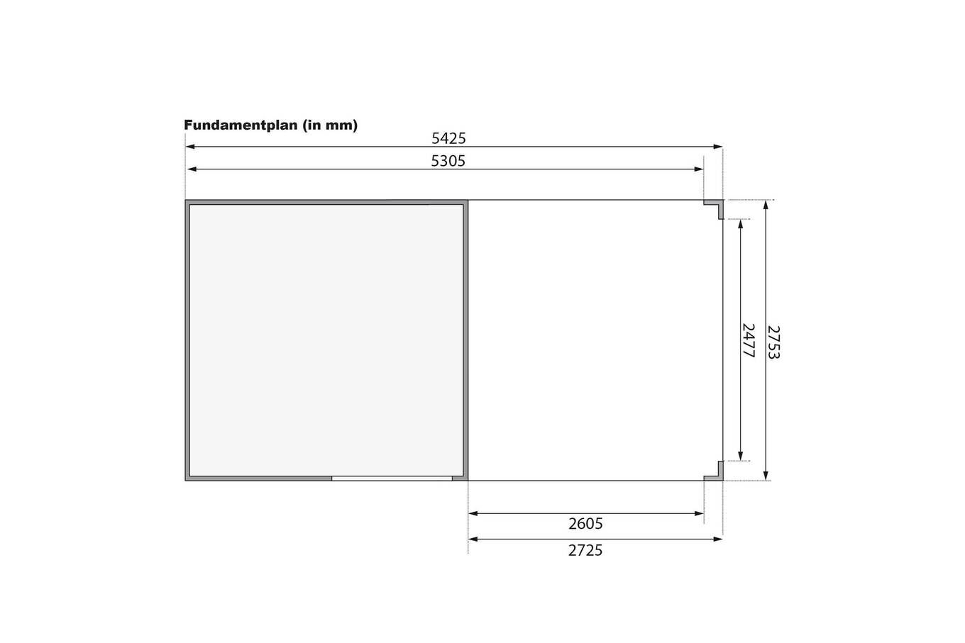 KARIBU Exklusivmodell Quadro Set Gartenhaus, terragrau, nordische Fichte, 545 x 275 x 214 cm, mit Anbaudach 33794-4 06.jpg