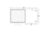 KARIBU Gartenhaus Northeim 5, terragrau, Fichtenholz 40mm, 724 x 369 x 229 cm, Pultdach, Anbau 3m mit Rückwand 30561-6 06.jpg